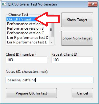 Selecting the QIK CPT